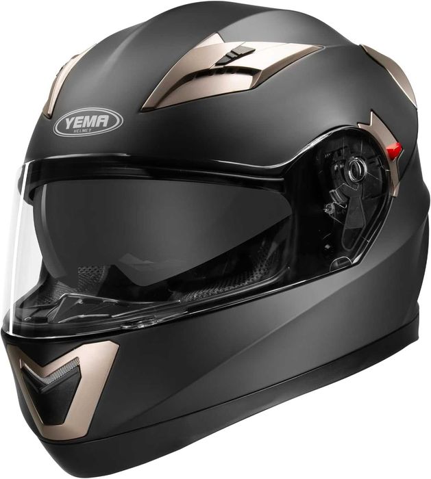 Casca Moto YEMA YM-829 Full Face, Vizier Dublu, Neagră mat, M