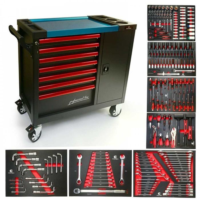 Професионален шкаф  7 чекмеджета – пълни с инструменти EverForce