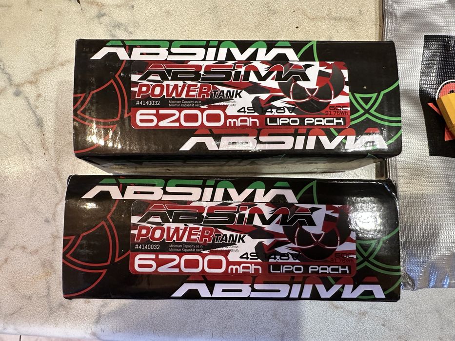 Li-Po Absima 6200mAh 4S + Overlander Li-Po bag + charger B6 Neo SkyRC Corally Traxxas Arrma батерии зарядно чанта