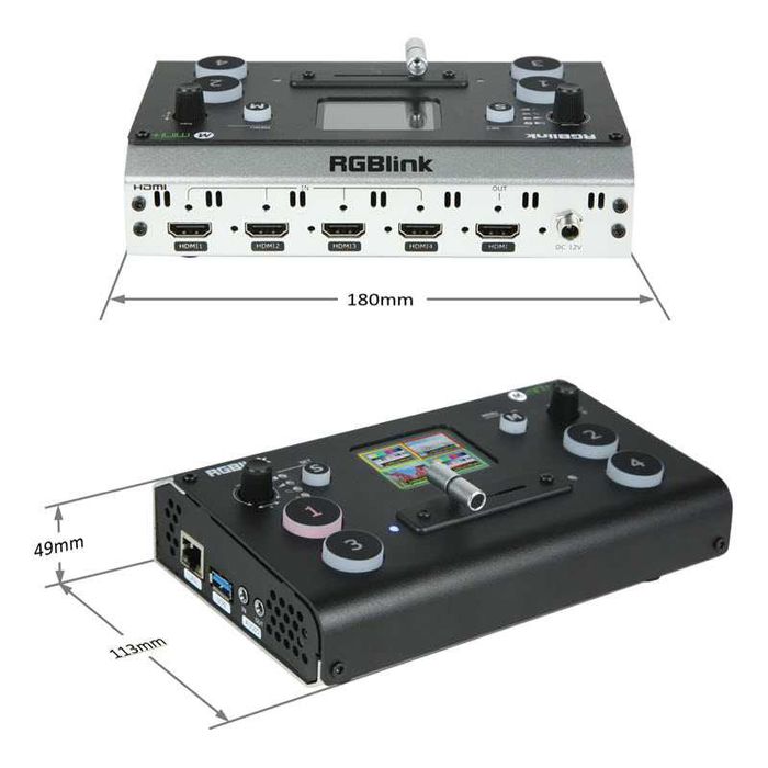 Super ieftin Mixer video RGBlink are placa de captura inclusa pt streaming podcast 4 intrari hdmi camera aparat foto dslr, laptop filmari profesionale
