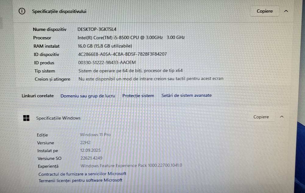 Sistem Desktop PC HP ProDesk 400 G5 cu procesor Intel® Core™ i5-8500