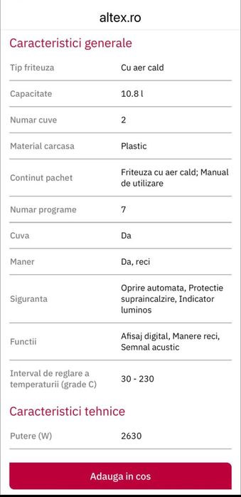 Airfryer Cosori Turbo Tower 10.8L Dual - sigilat