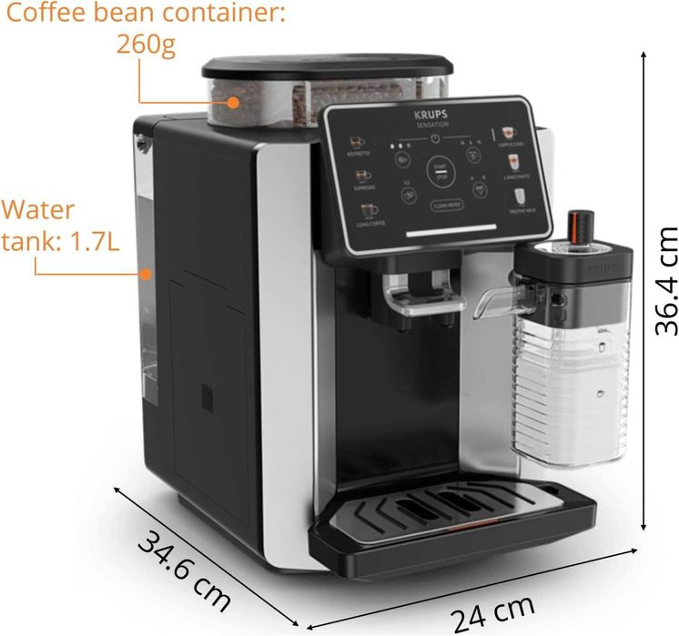 Нов Кафеавтомат Кафемашина KRUPS SENSATION MILK EA912E, 6 Вида Напитки