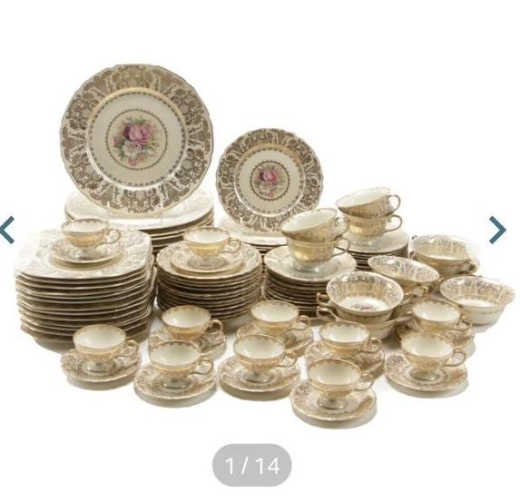 Сервиз столовый позолченный, китайский фарфор, Германия. Антиквар.