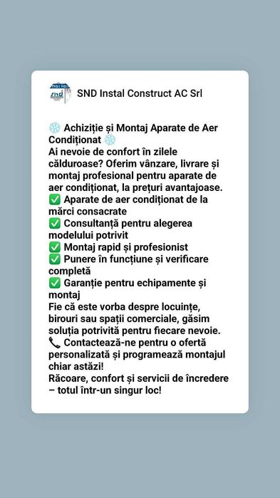 Montaj aparat de aer conditionat