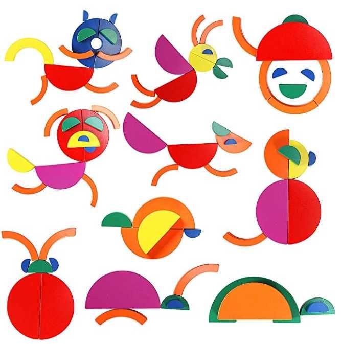 Habi Spiel Math Circlelance Дървени цветни елементи в кутия