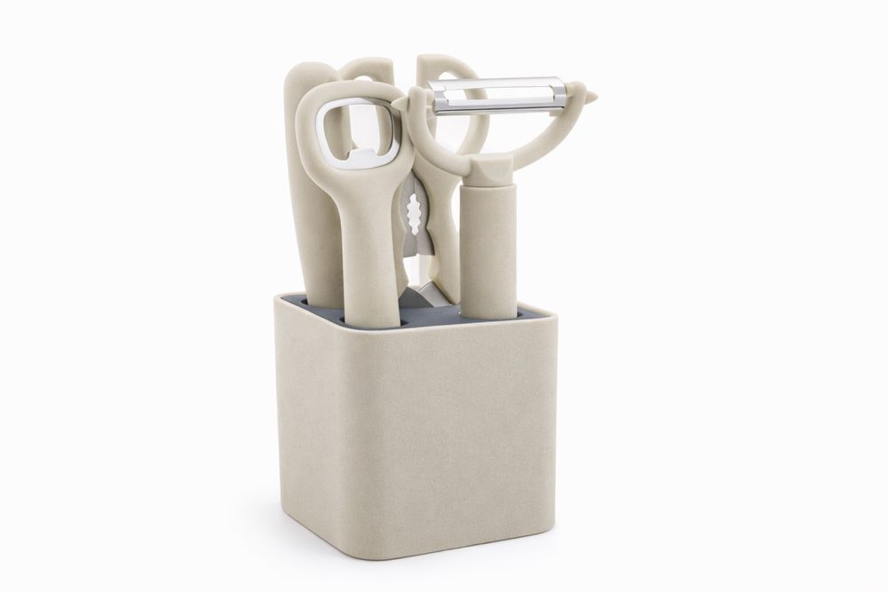 Set ustensile bucătărie 4 piese cu suport – design modern, NOU