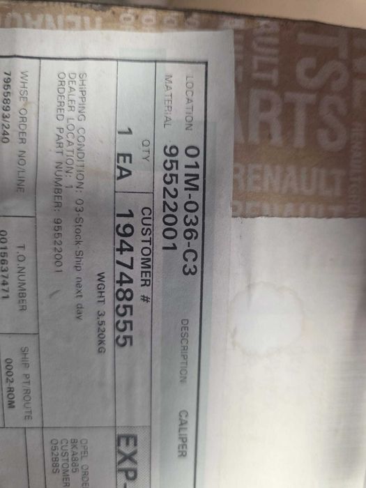 Etrier NOU stanga spate ORIGINAL pentru Opel Movano/Renault Master