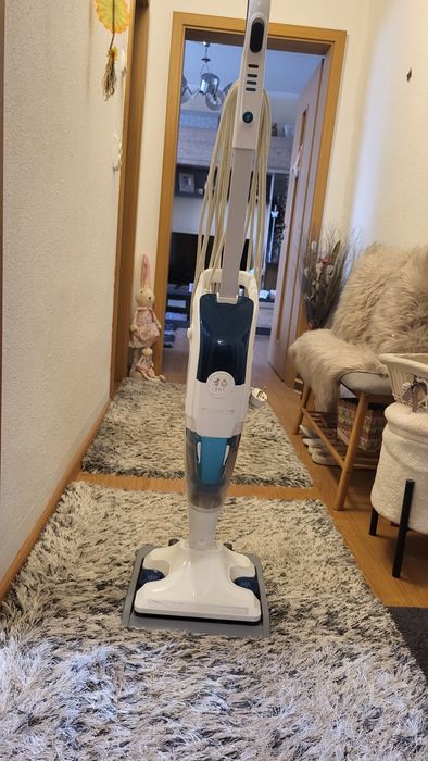 Aspirator vertical cu abur ROWENTA Clean&Steam Revolution RY7777WH, 0.47l, 1500W, alb-albastru