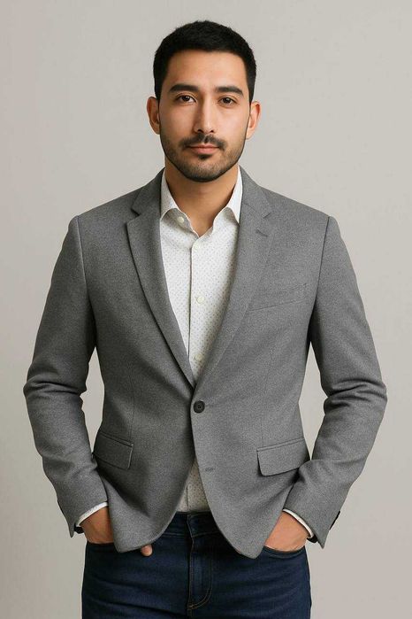 Мужской пиджак ZARA серый, casual, размер 50 (M/L)