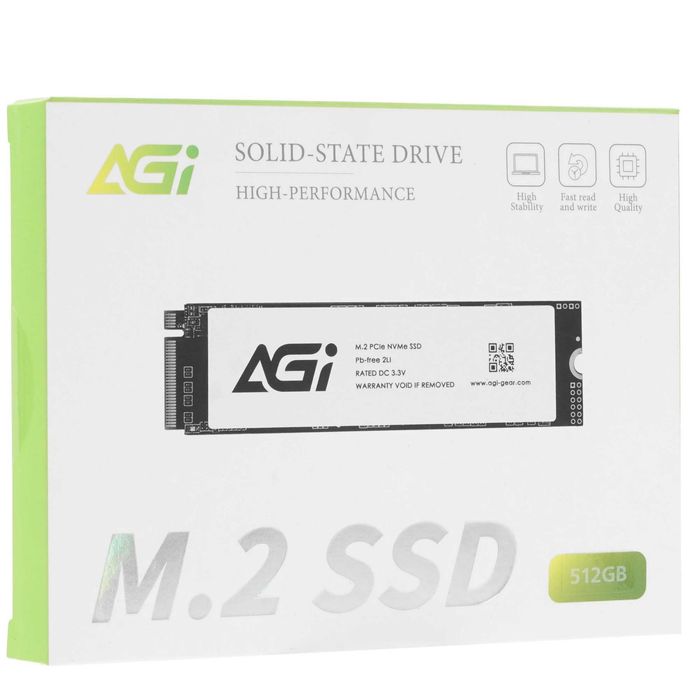 - Твердотельный накопитель SSD M.2 512GB AGI AI198 NVMe PCIe 3.0