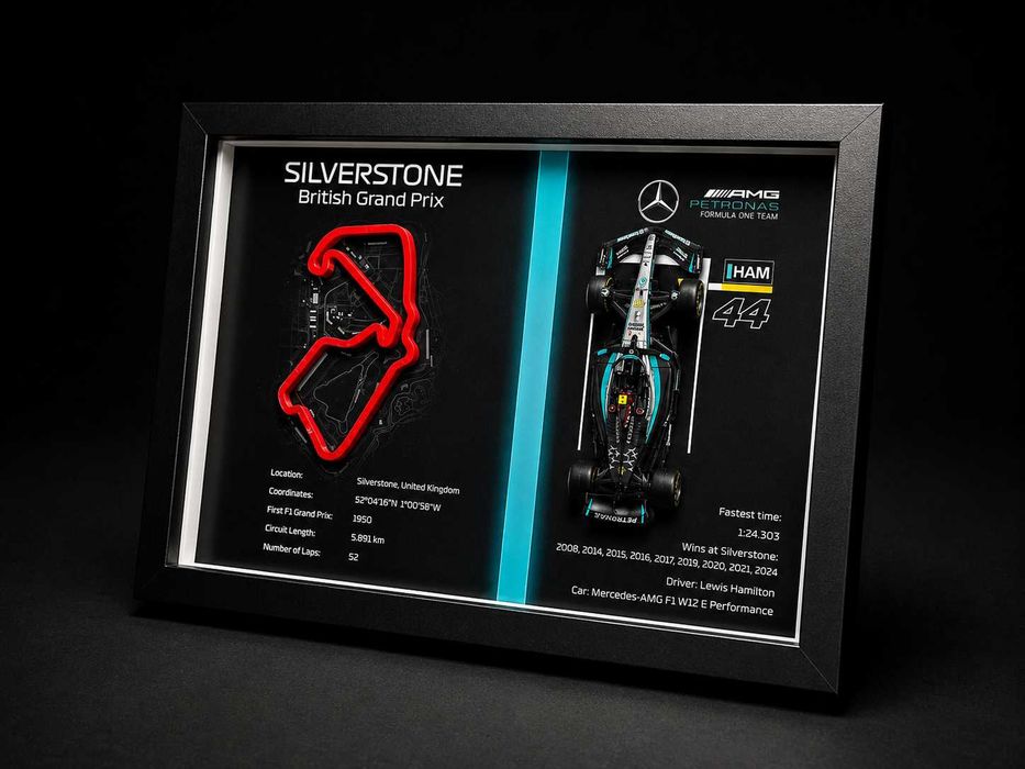 Tablou Formula 1 Circuit Silverstone – Lewis Hamilton – Print 3D