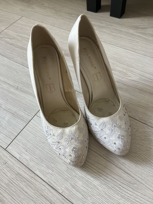 Белые туфли свадебные, на кыз узату из натуральной кожи