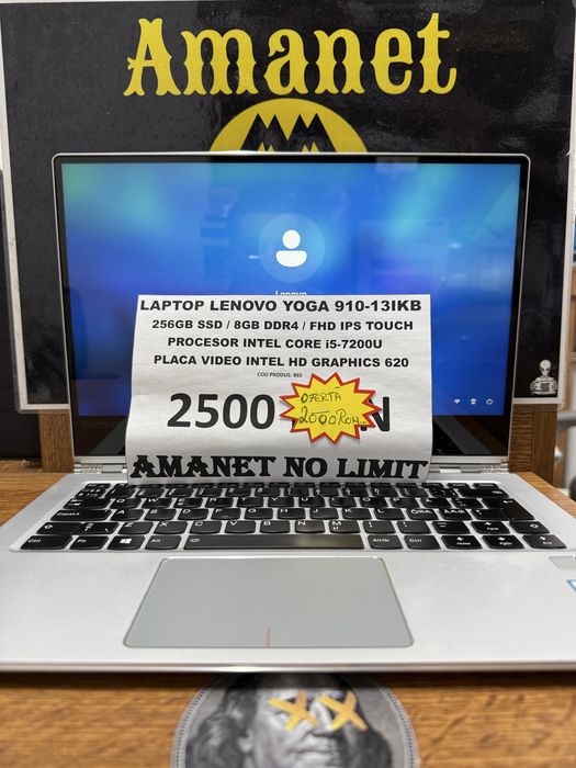 Laptop Lenovo Yoga 910-13IKB 256GB SSD/ 8GB RAM FHD TOUCH,GARANTIE 1An