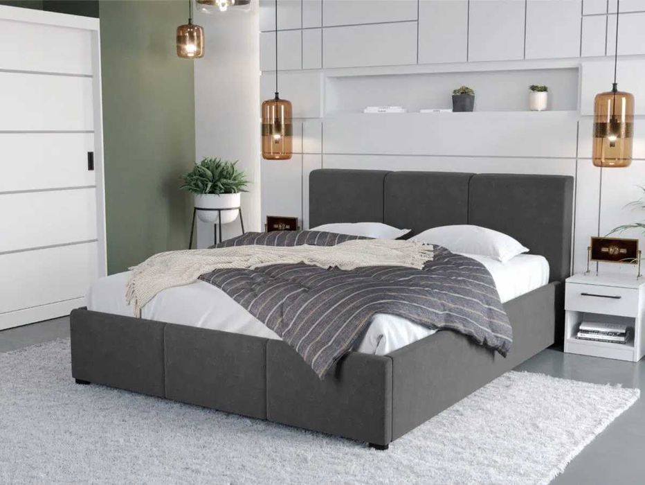 Pat Tapitat Avelis rabatabil si lada de depozitare Gri Antracit