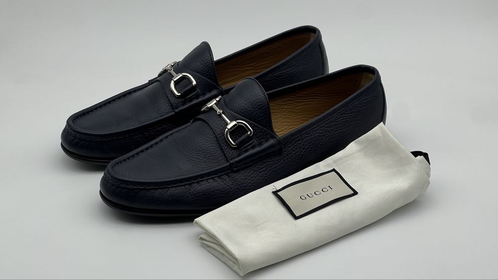 Лоферы Gucci темно синие 43,5