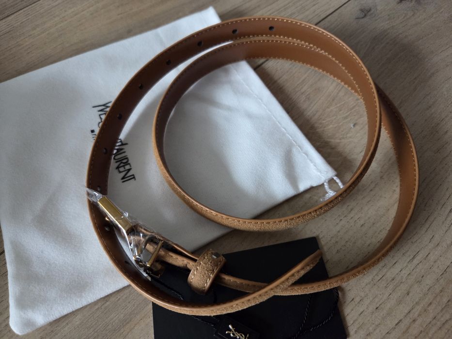 Curea dama YSL piele întoarsă maro