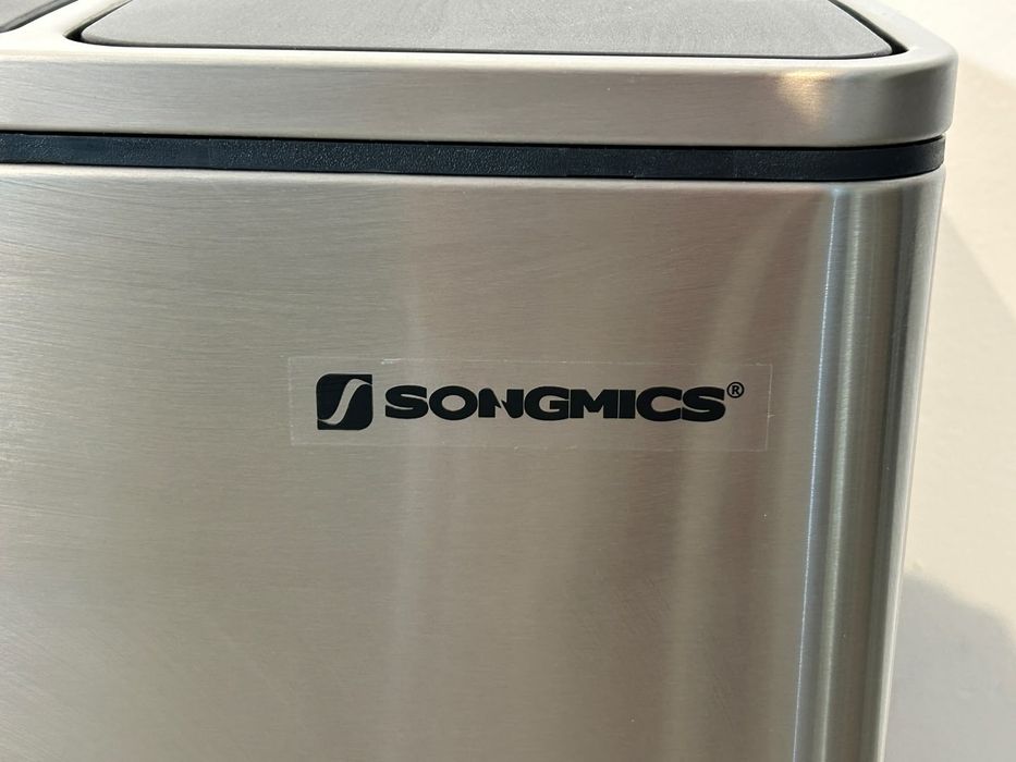 SONGMICS Coș de Gunoi din Inox, cu 3 Compartimente Colectare Selectivă