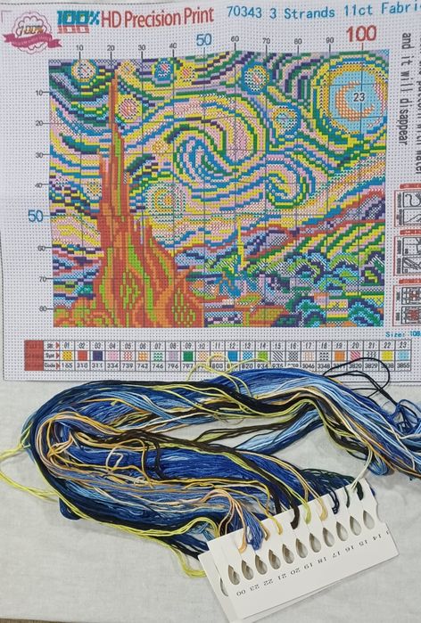 Kit goblen de cusut, punct în cruce, după tabloul lui Van Gogh, Cer înstelat
