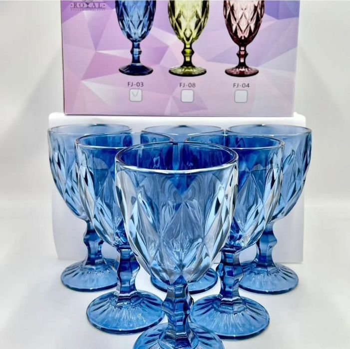 Фужеры из цветного стекла, 6 шт