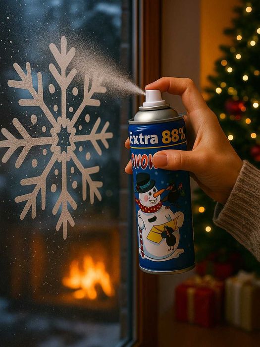 Декоративный искусственный снег-спрей 250 мл — зимний эффект