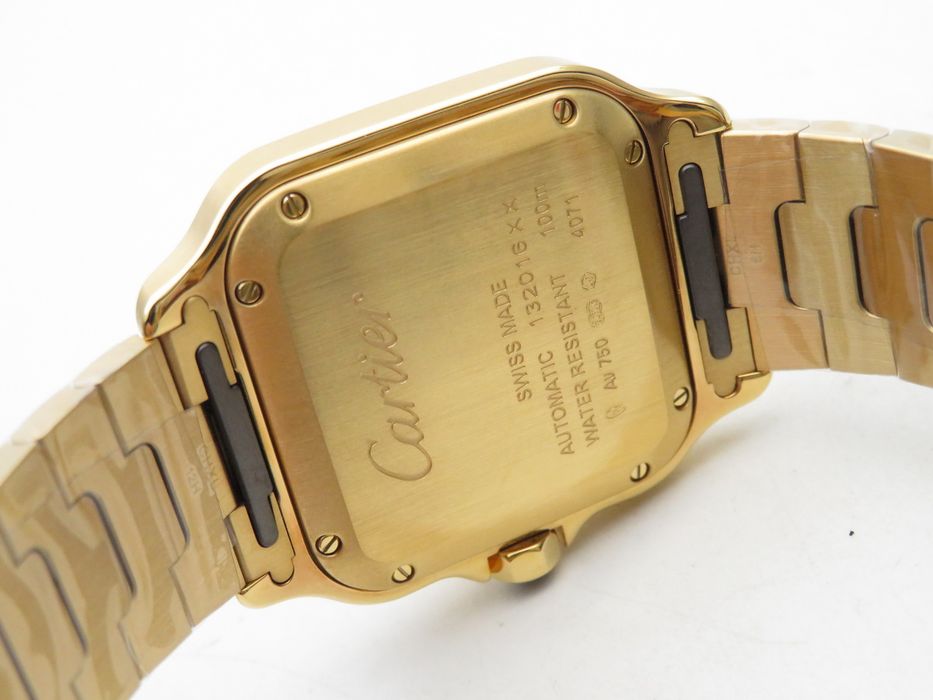 Cartier Santos de Cartier 35mm дамски - жълто злато, бял циферблат, сапфирено стъкло - QC снимки