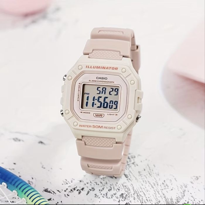 Ръчен часовник Casio White-Pink Mini Square Watch for Women, Girls