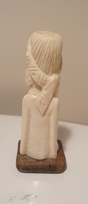 Statuetă bust african de femeie, sculptură  cu soclu din lemn