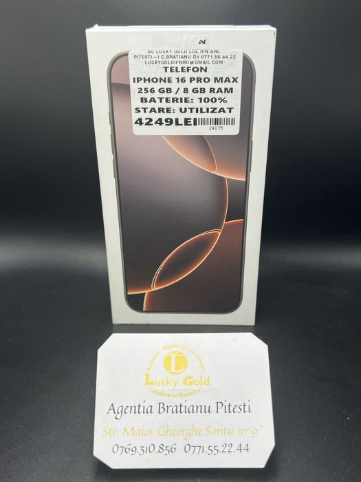 Telefon iphone 16 pro max 256/8 gb ram 100% baterie cod 24175