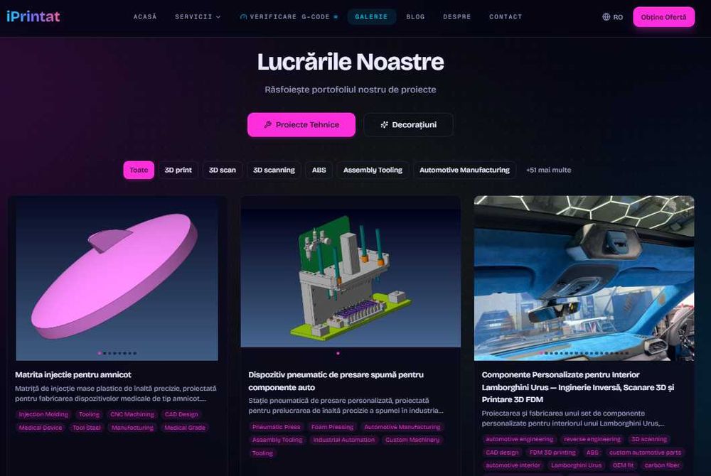 Printare 3D, scanare 3D, prototipare și piese la comanda - iPrintat inginerie