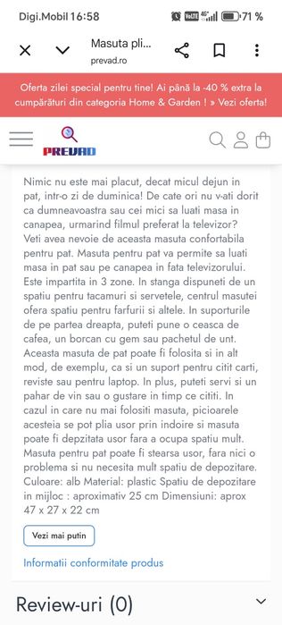 De vânzare măsuță