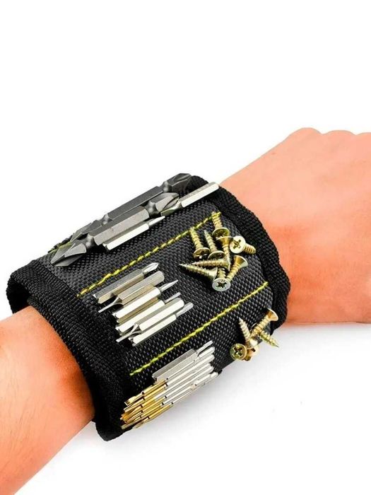 Магнитный браслет на руку для саморезов, мелких деталей, строительный.