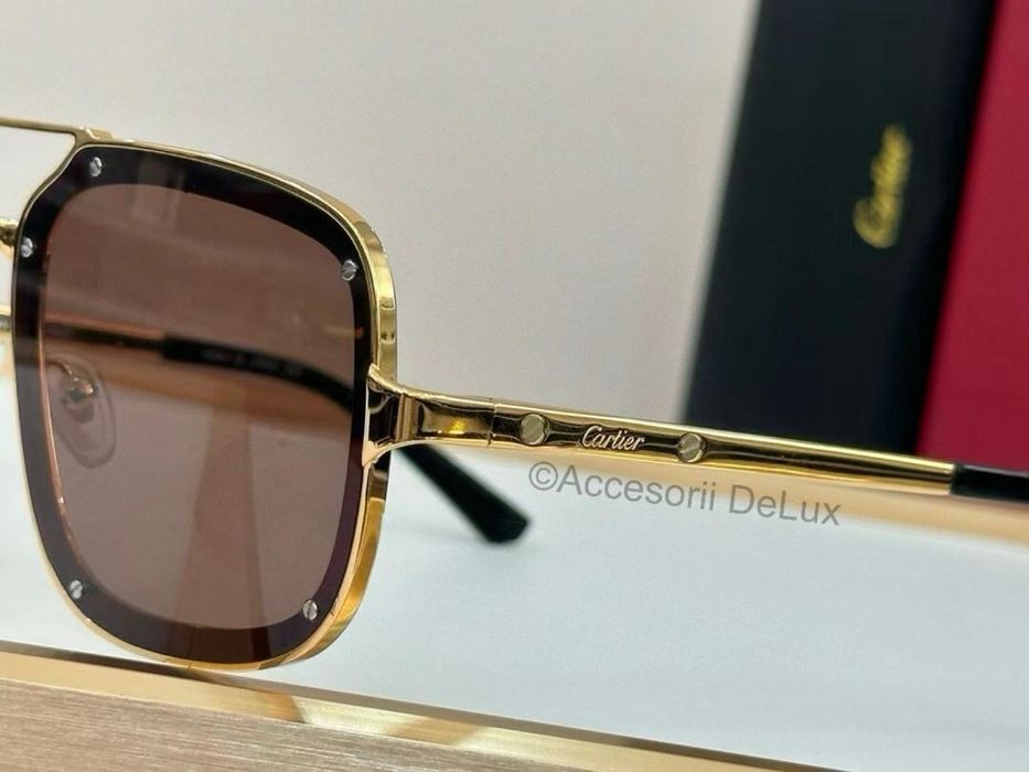 Ochelari de Soare Cartier CT0194S Noi Full Box Santos De Cartier [Verificare Colet] Gold