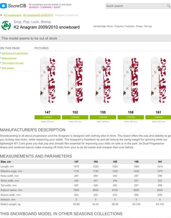 Placa snowboard k2 anagram 161 cm cu legaturi ride rodeo M