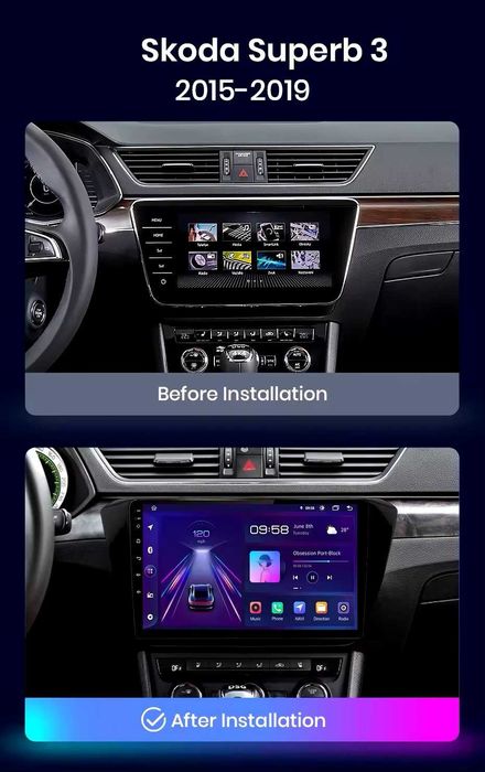 Navigatie android Skoda SUPERB 3 CarPlay AndroidAuto DSP SIM GPS USB