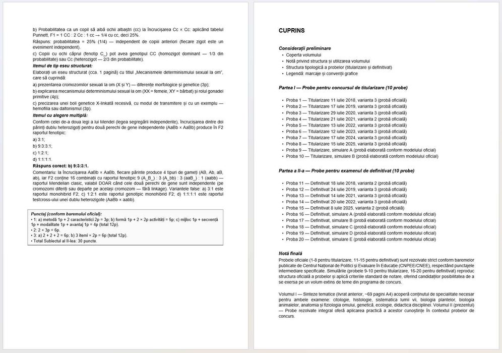 Biologie (cod 009) – Vol. I-II – Sinteze tematice si probe rezolvate - Ghid de pregatire examenele de Definitivare in Invatamant si Titularizare