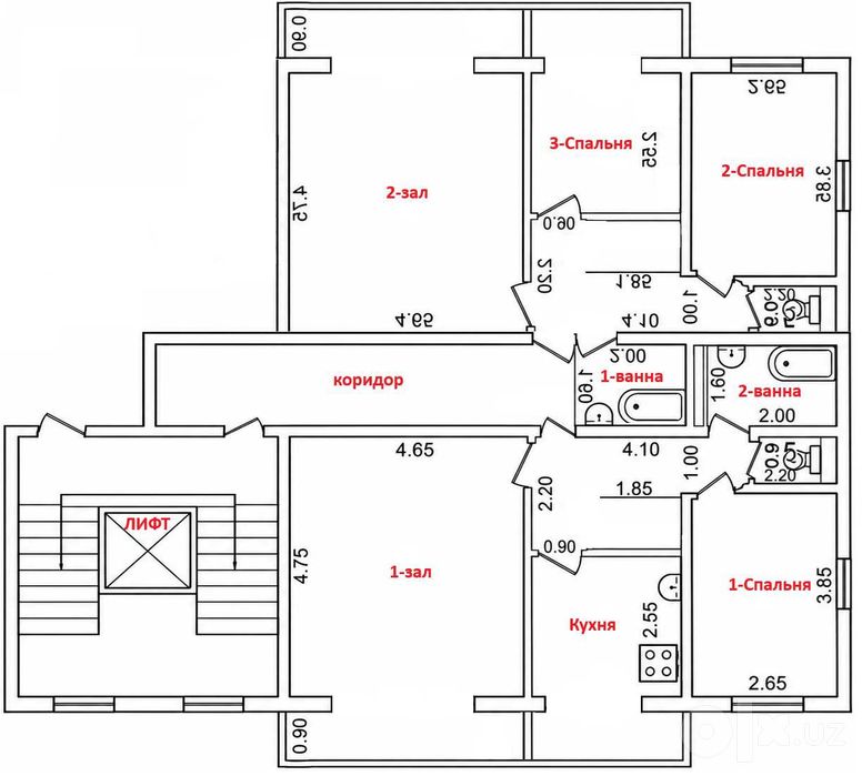 5-комнатная квартира 112 м² | Юнусабад 8 | 2 санузла | 135 000$