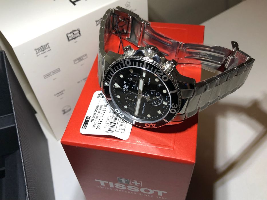 Ceas Tissot Seastar 1000 Chronograph Black, Bratara Metalica