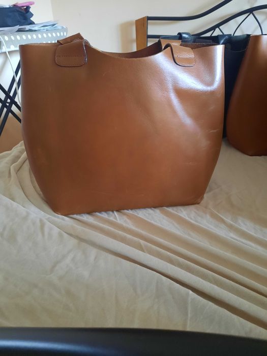 Чанти ZARA, естествена кожа, телешки бокс