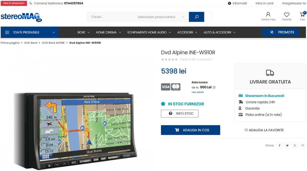 REDUCERE 81%! navigatie profesionala 2DIN Alpine INA-W910R 4x50W! completa, cu telecomanda,  CAMERA, bluetooth, microfon, USB si cablurile originale!