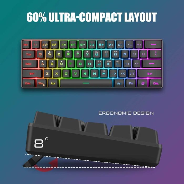 RedThunder K62,set tastatură și mouse cu fir gaming,60% RGB,QWERTZ