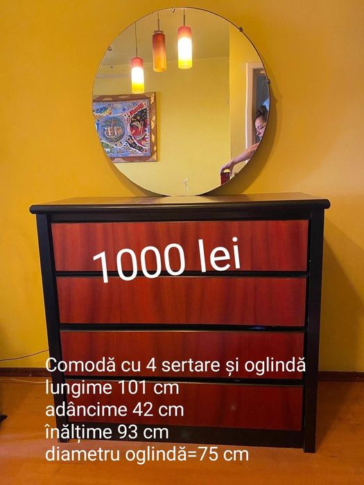 Pat noptiere comode TV comoda cu oglindă