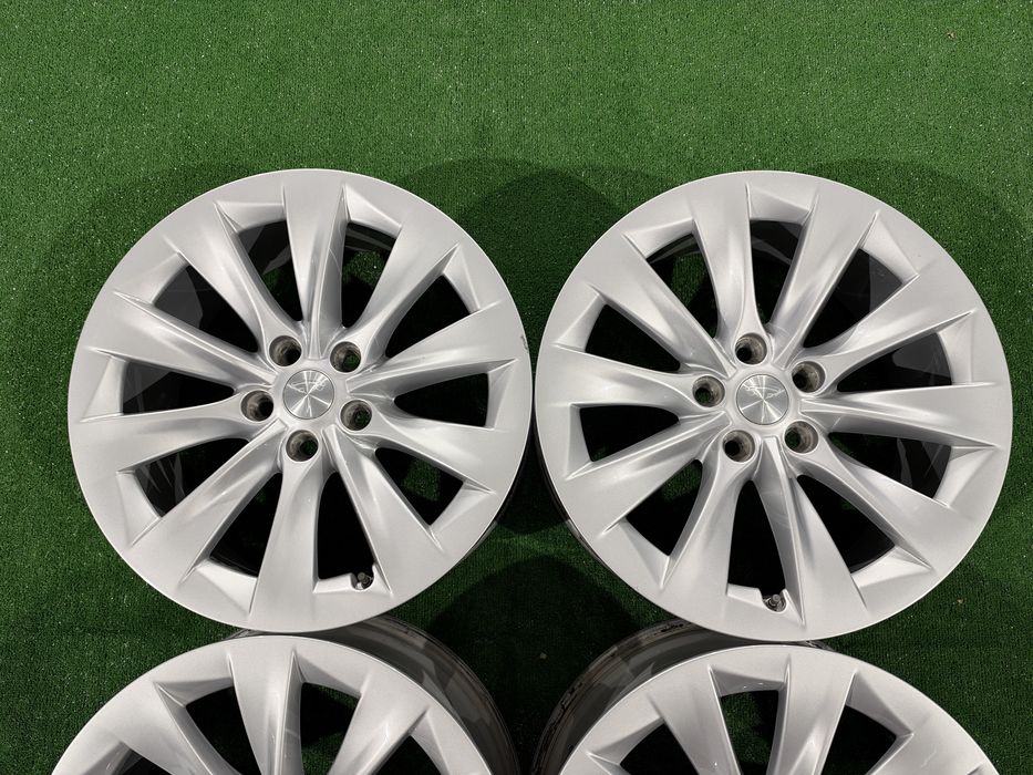 4бр. КАТО НОВИ 19” Оригинални Джанти *SLIPSTREAM/AERO TURBINE* 5х120 за -TESLA S- 8.0Jx19H2, ET40