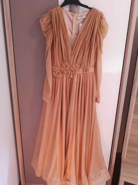 Rochie de ocazie bej lunga