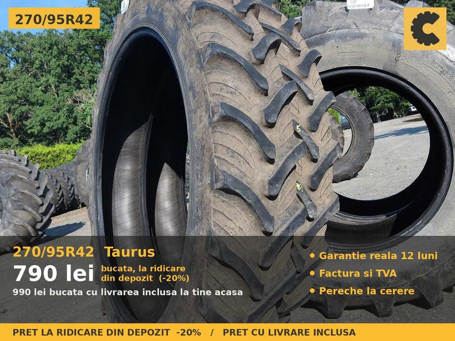 ANVELOPE 270/95R42 11.2R42 11.2-42 27095R42 Taurus Cauciucuri Tractor Prasit Erbicidat 3 BUCATI SH GARANTIE Factura