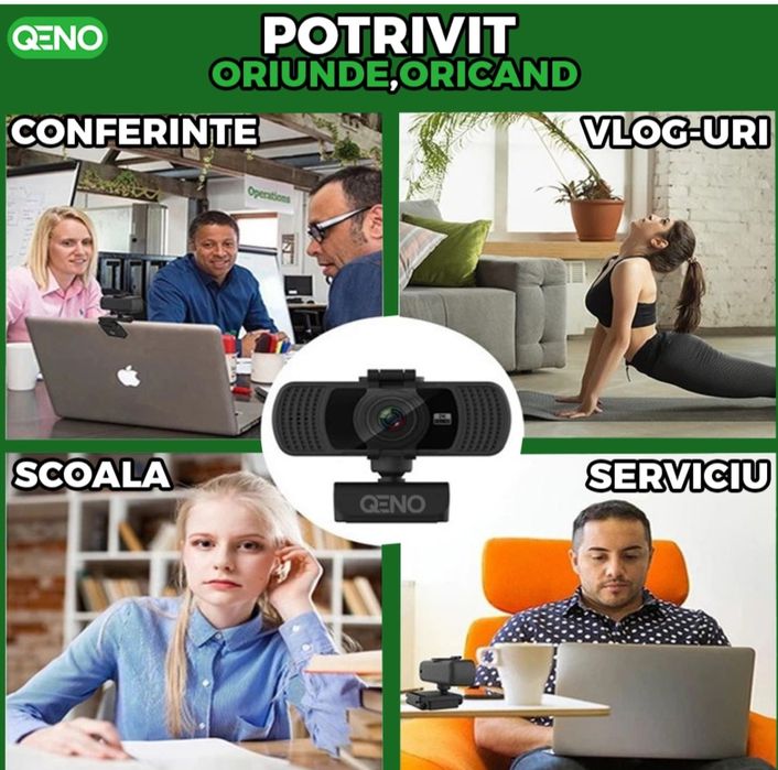 Camera Web Qeno®, Webcam 2K Ultra-HD