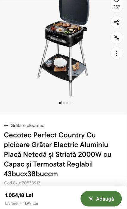 Vand grătar electric model Cecotec perfect country cu picioare 2000w