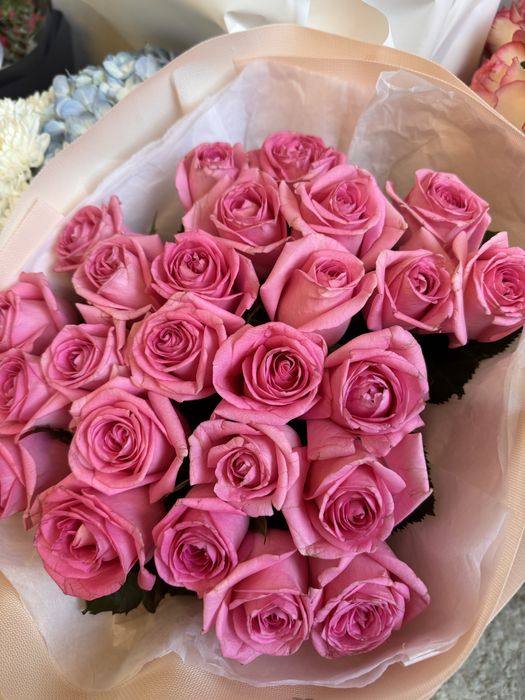 25 роз свежие розовые