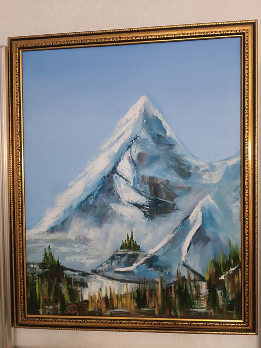 Авторская картина холст маслом Горы в снегу 2021 года