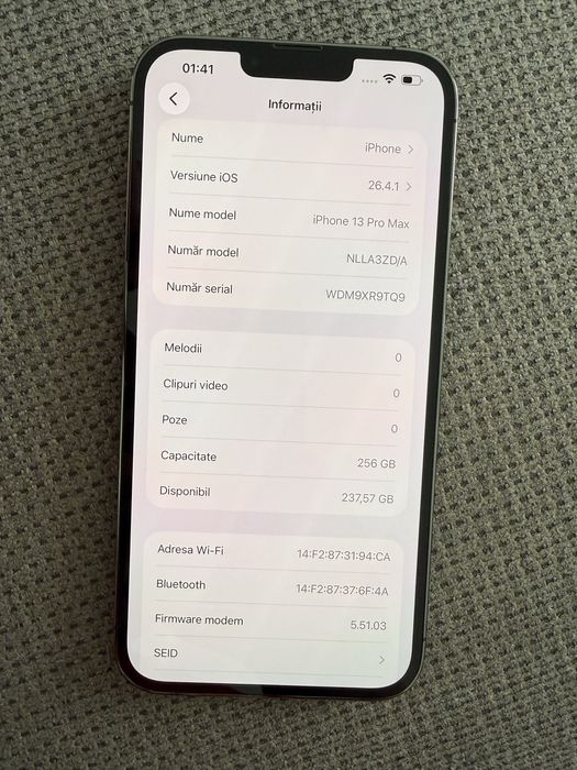 Vand Iphone 13 pro max 256 GB grey